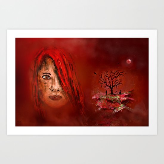 Lady in red - Island Art Print