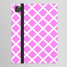 Lattice Trellis Diamond Geometric Pattern Rose Pink and White iPad Folio Case