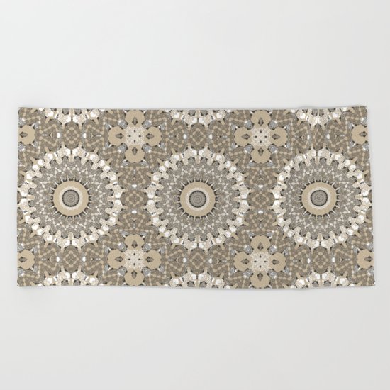 Beige brown kaleidoscope . Beach Towel