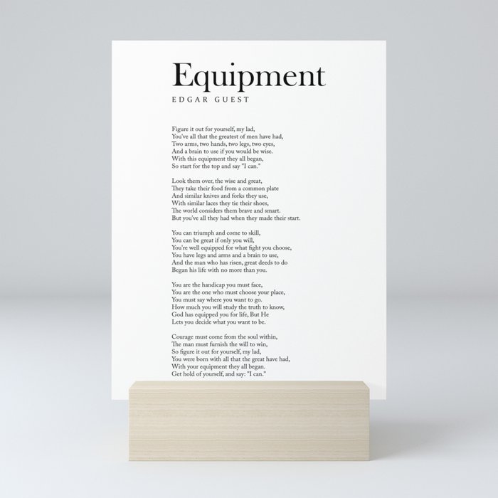 Equipment - Edgar Guest Poem - Literature - Typography Print 2 Mini Art Print
