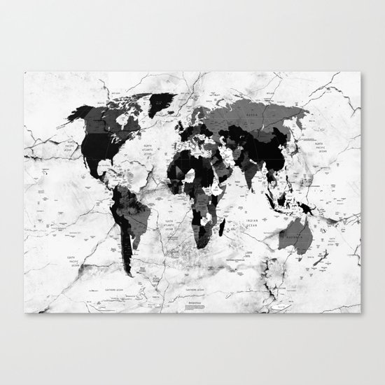 world map political marble Canvas Print