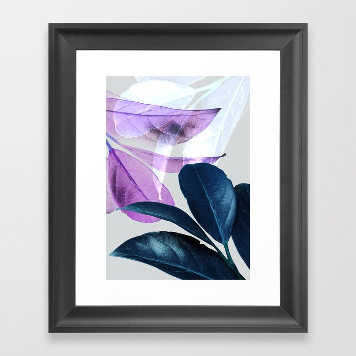 Blue Violet Leaves Framed Art Print