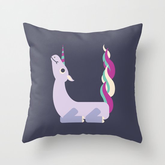 Letter U // Animal Alphabet // Unicorn Monogram Throw Pillow