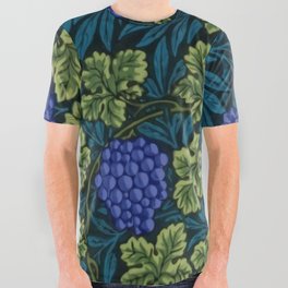 William Morris blue - purple vine textile pattern 19th century grapes and grapevine print for duvet, curtains, pillows, and home and wall decor All Over Graphic Tee