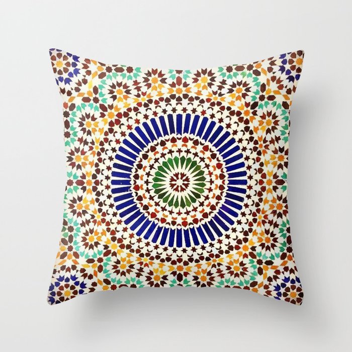 traditional moroccan tiles artwork Throw Pillow