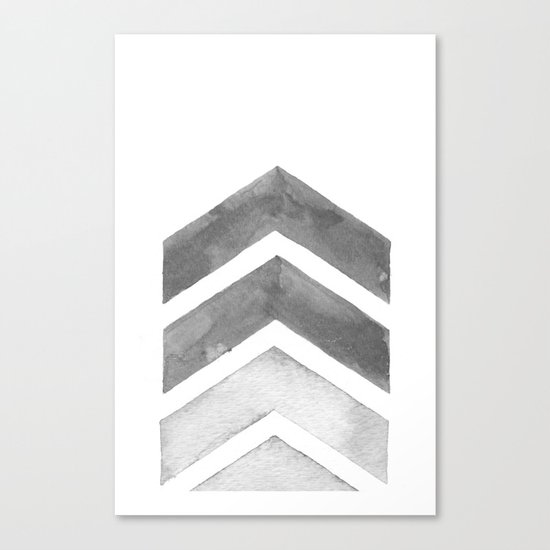 Grey Watercolor Chevron Art Canvas Print