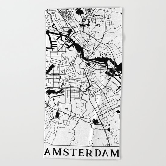 Amsterdam Minimal Map Beach Towel