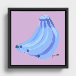 Banana blue- Lilac background Framed Canvas
