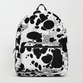 Black White Gray Monochrome Bubble Dots Spilled Ink Mess Effect Backpack