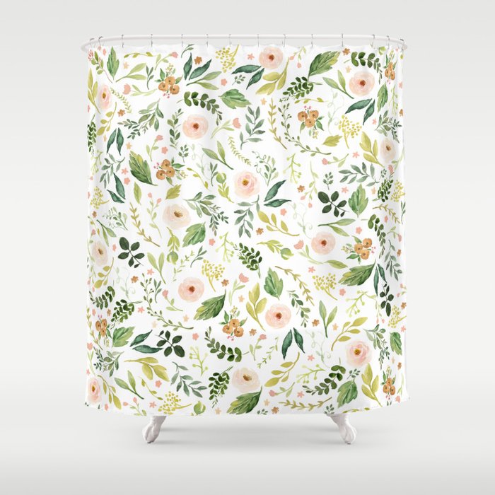 Botanical Spring Flowers Shower Curtain