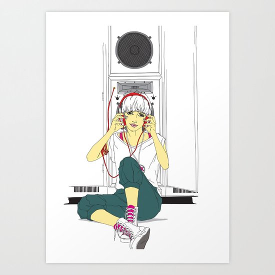 stereo-girl Art Print