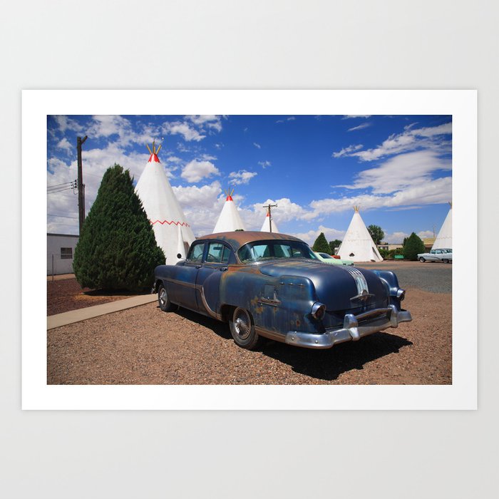 Route 66 - Wigwam Motel and Classic Car 2012 #4 Art Print
