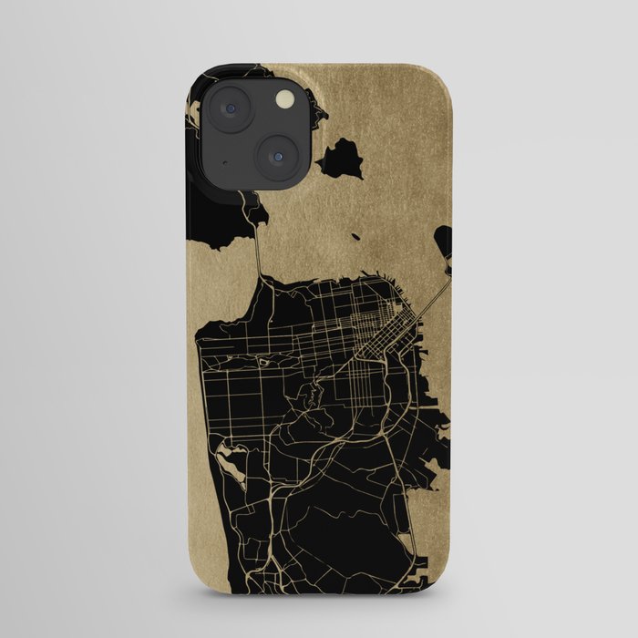 San Francisco California Black and Gold Map iPhone Case