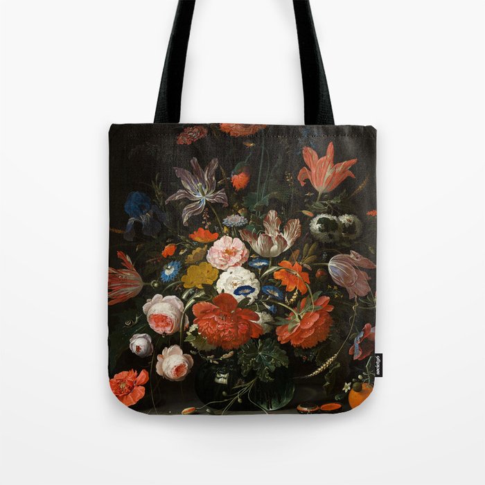 Flowers in a Glass Vase by Abraham Mignon, 1670 Tote Bag