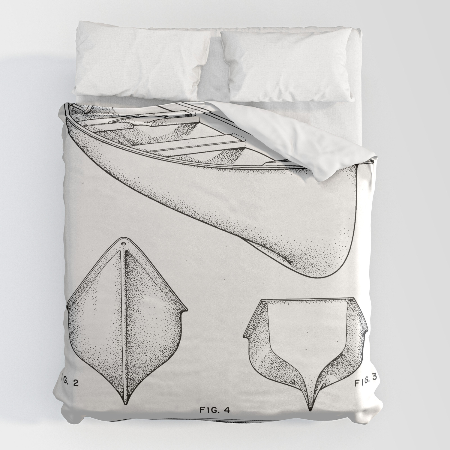 Canoe Patent Kayak Art Black And, How To Press A Duvet Cover