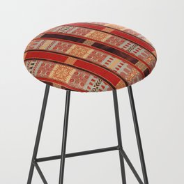 Red and Turquoise Panel with Stripes and Squares Bar Stool