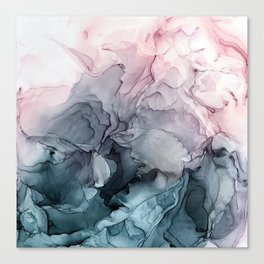 Blush and Payne's Grey Flowing Abstract Painting Canvas Print