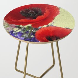 Poppy flowers bouquet pixel art Side Table