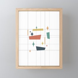 Mid Century Modern Abstract Composition 7 in Orange, Teal, Yellow and Charcoal Framed Mini Art Print