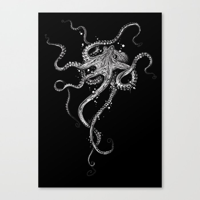 Octopus (black) Canvas Print