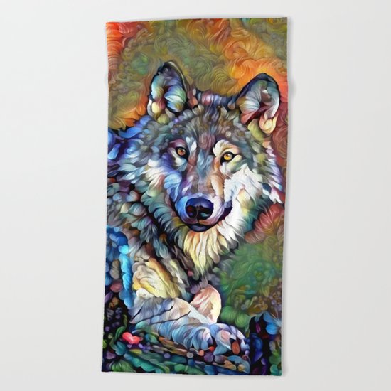 Aura of the Wolf Beach Towel