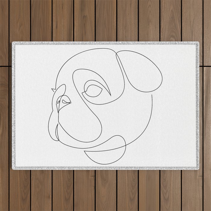 One line Pug Outdoor Rug