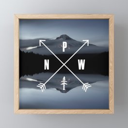PNW Pacific Northwest Compass - Mt Hood Adventure Framed Mini Art Print