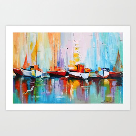 Boats at the dock Art Print
