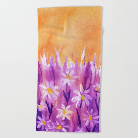 White flowers fantasy Beach Towel