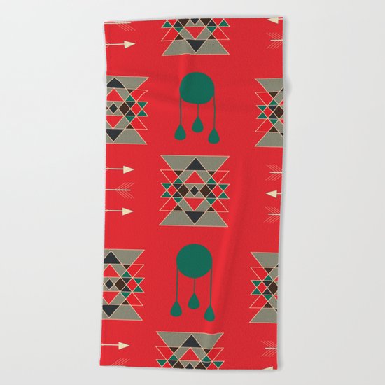 dream-catcher Red Beach Towel