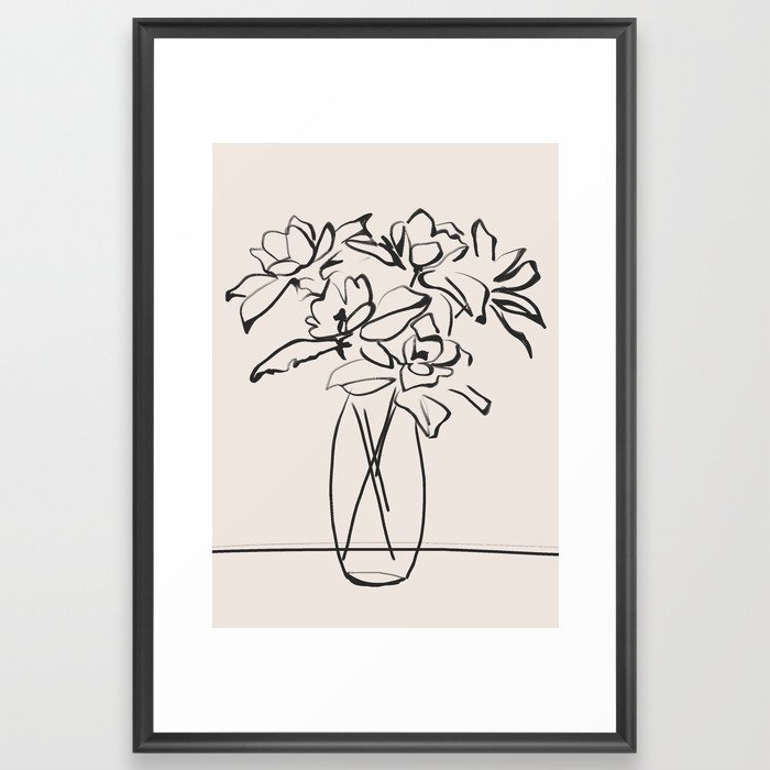 Flowers Vase Sketch Framed Art Print