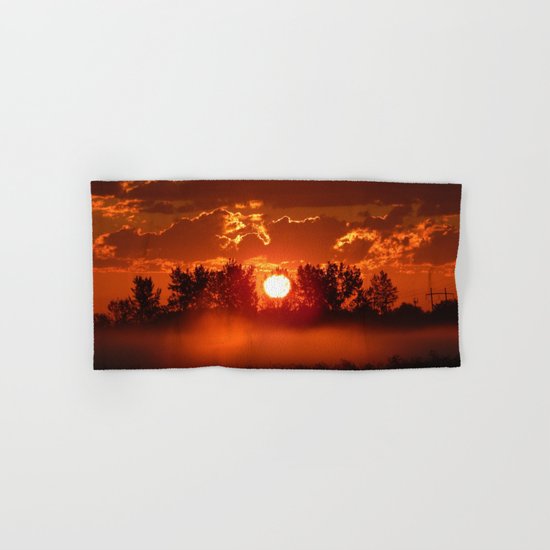 Flaming Horses over the Foggy Sunrise Hand & Bath Towel