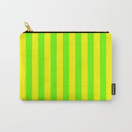 Super Bright Neon Yellow and Green Vertical Beach Hut Stripes Carry-All Pouch