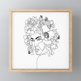 Flower Head Line Framed Mini Art Print
