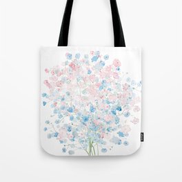 light pink and blue Baby Breath Bouquet gypsophila watercolor painting  Tote Bag