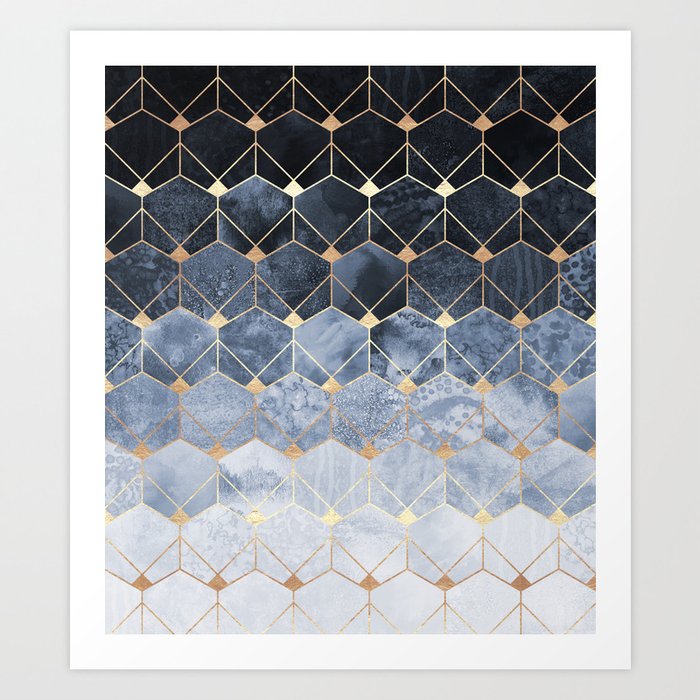 Blue Hexagons And Diamonds Kunstdrucke Blue Hexagons And Diamonds Kunstdrucke