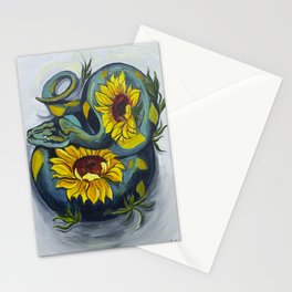 Snake Sunflower Eyes Painting Stationery Cards