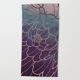 mystic dark peony flower Beach Towel