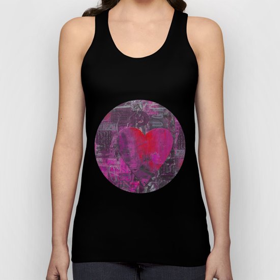Passion red purple heart mixed media art Unisex Tank Top