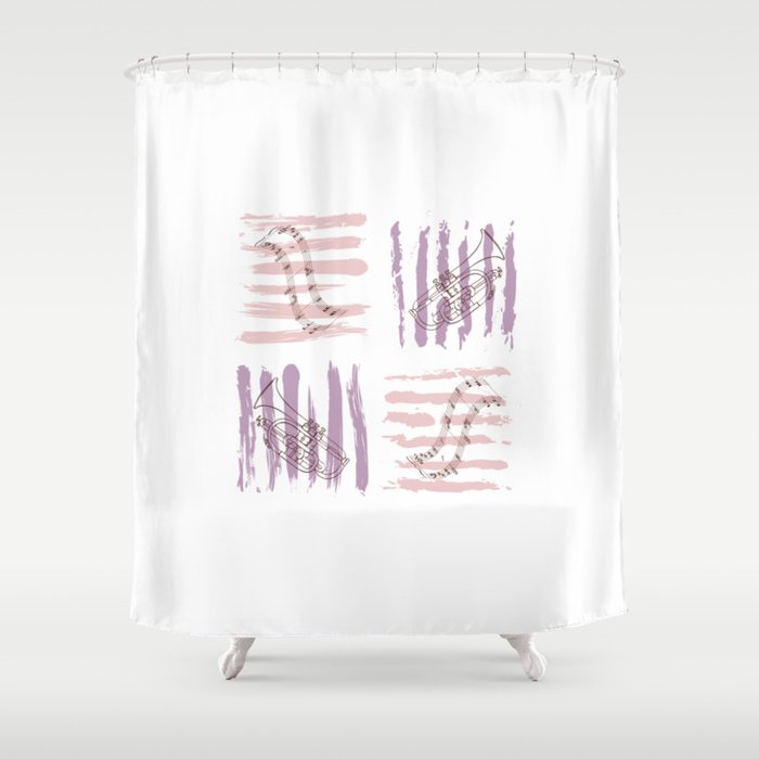 Copy of Musical trumpet pattern with notes Shower Curtain