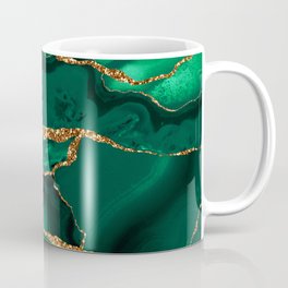 Green Malachite Marble With Gold Glitter Veins Coffee Mug
