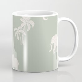 Boho elephant & palm trees - island vibes ivory sage green Coffee Mug