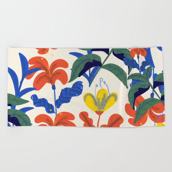 Vintage Floral Pattern Beach Towel