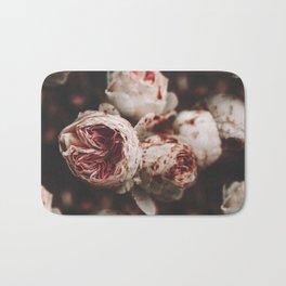 Flower Photography - Rose Print - Wild Roses - White Pink Flowers - Dramatic Floral  Bath Mat