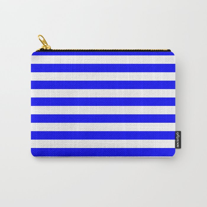 Horizontal Stripes (Blue/White) Carry-All Pouch