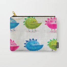 Dino Underbites Carry-All Pouch | Monster, Unique, Adorbs, Green, Painting, Cute, Dinosaur, Watercolor, Handpainted, Illustration 