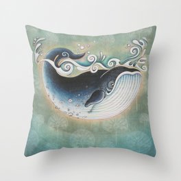 the Blue Whale Throw Pillow