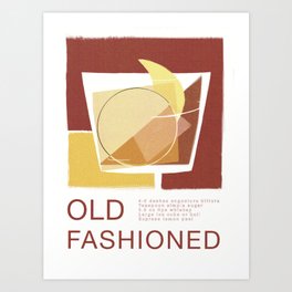Old Fashioned Whiskey Cocktail Mid Century Modern Design Art Print