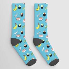 Kawaii Sushi Pattern (blue) Socks