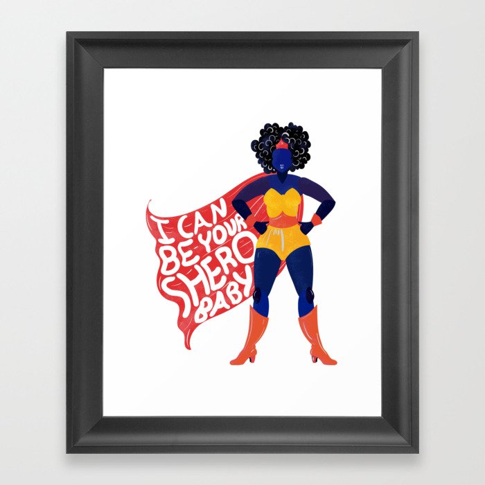 Femenist super hero female equality empowerment gender woman quote girl power Framed Art Print